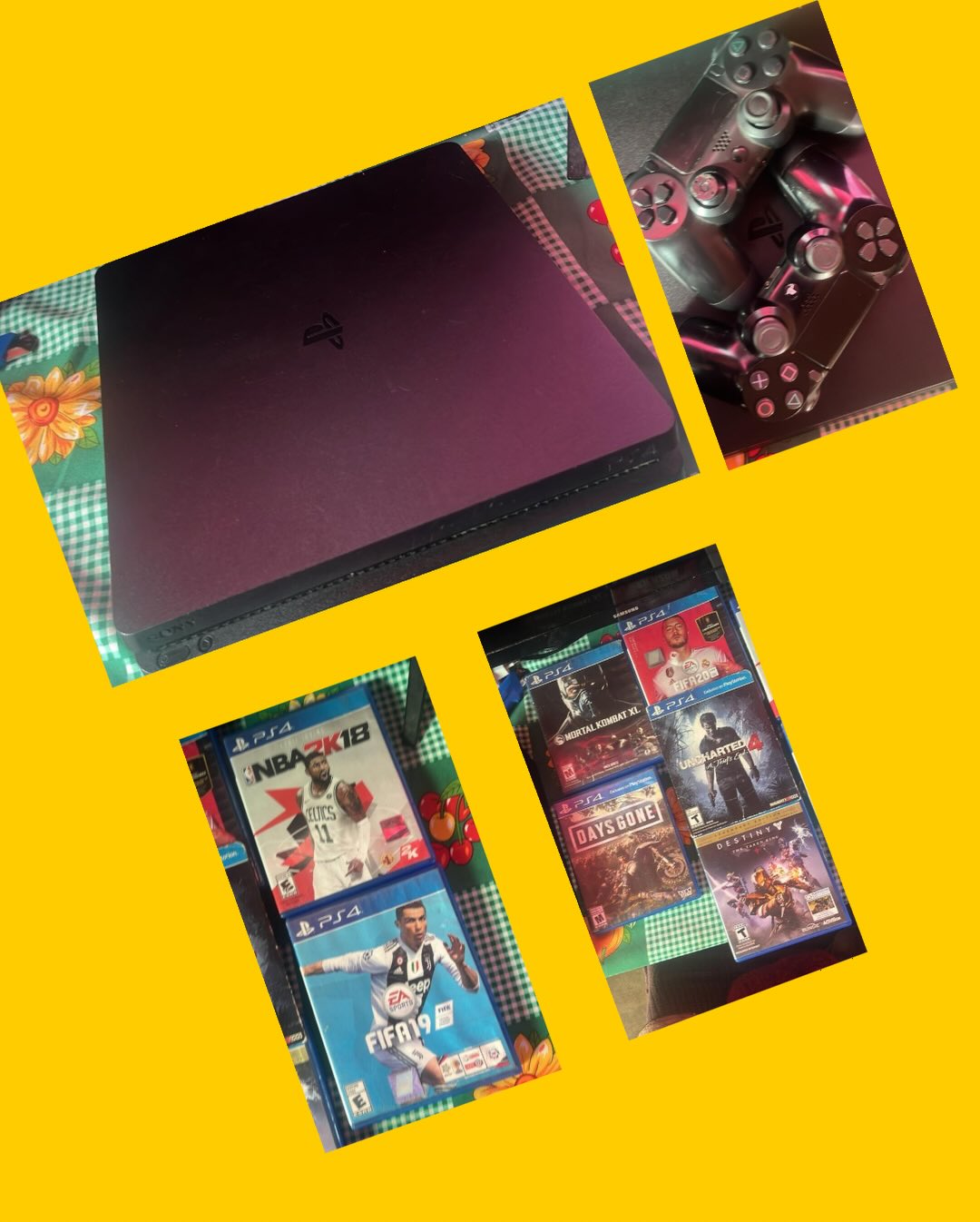 PlayStation 4 con controles y juegos