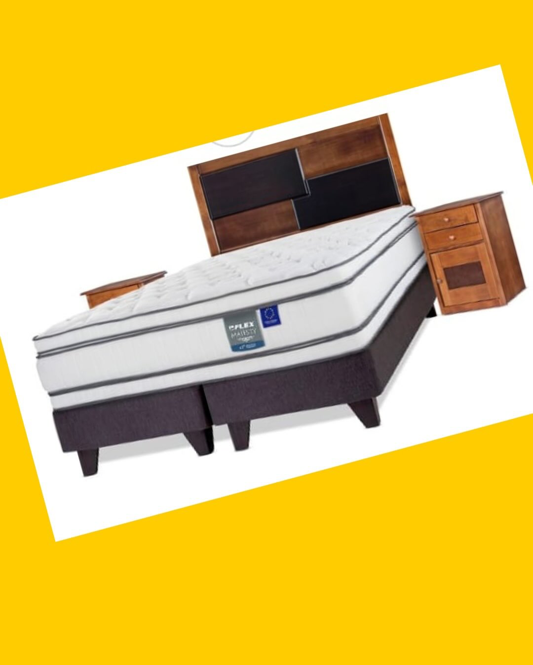 Cama king con respaldo + 2 veladores Flex