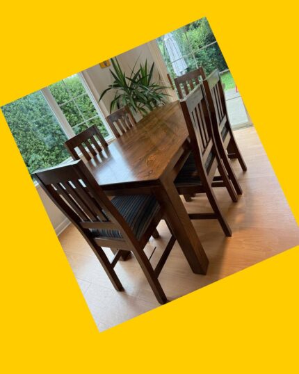 Juego de comedor de castaño / 6 sillas