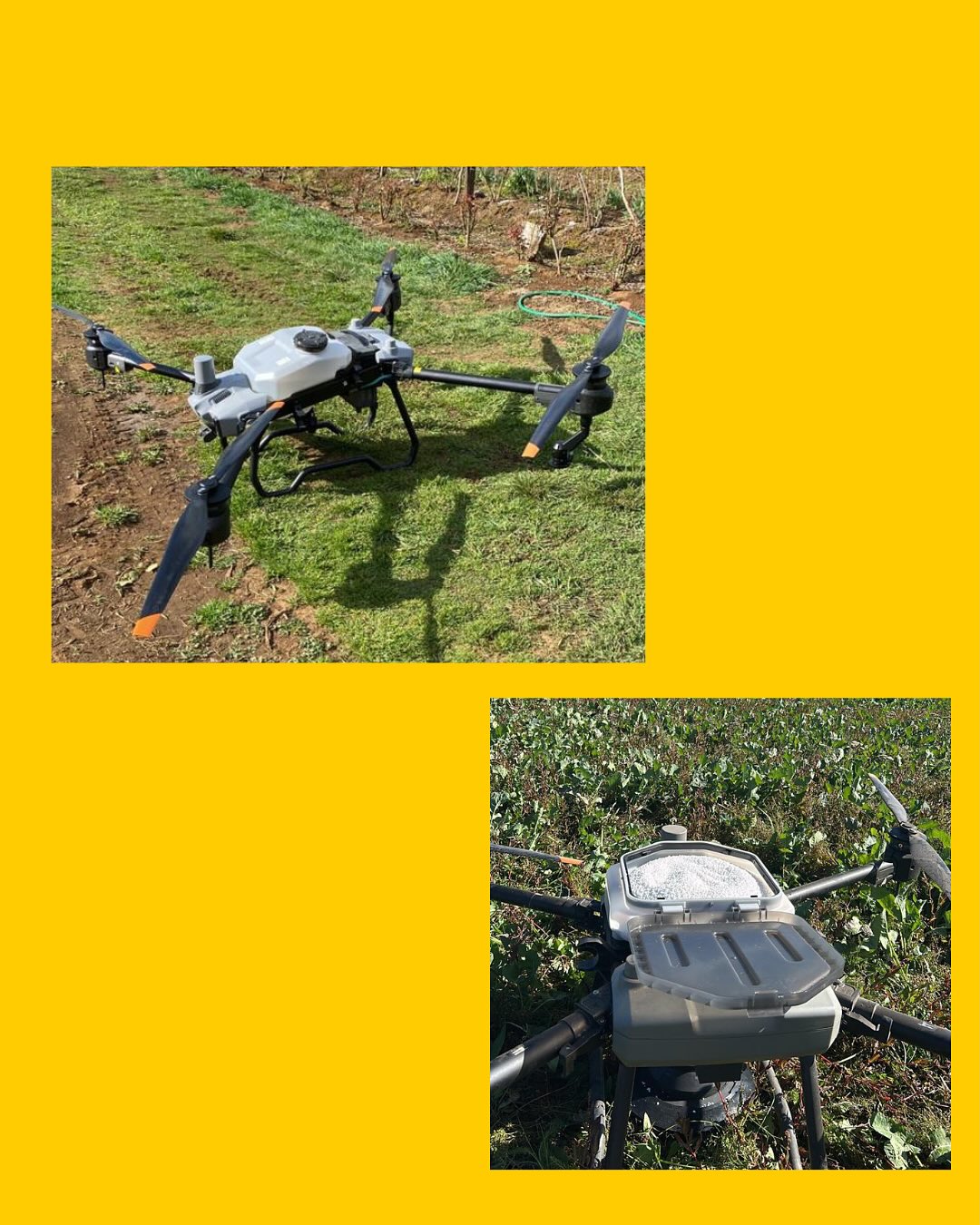 Dron con tolva de granulados DJI