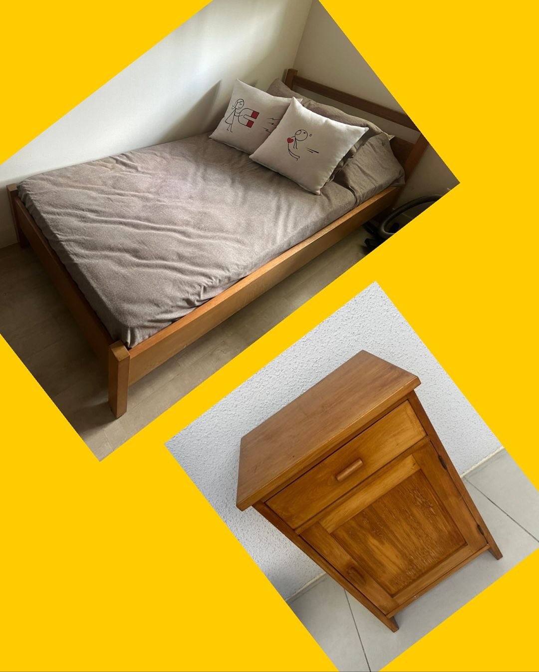 Cama de 1 plaza + velador