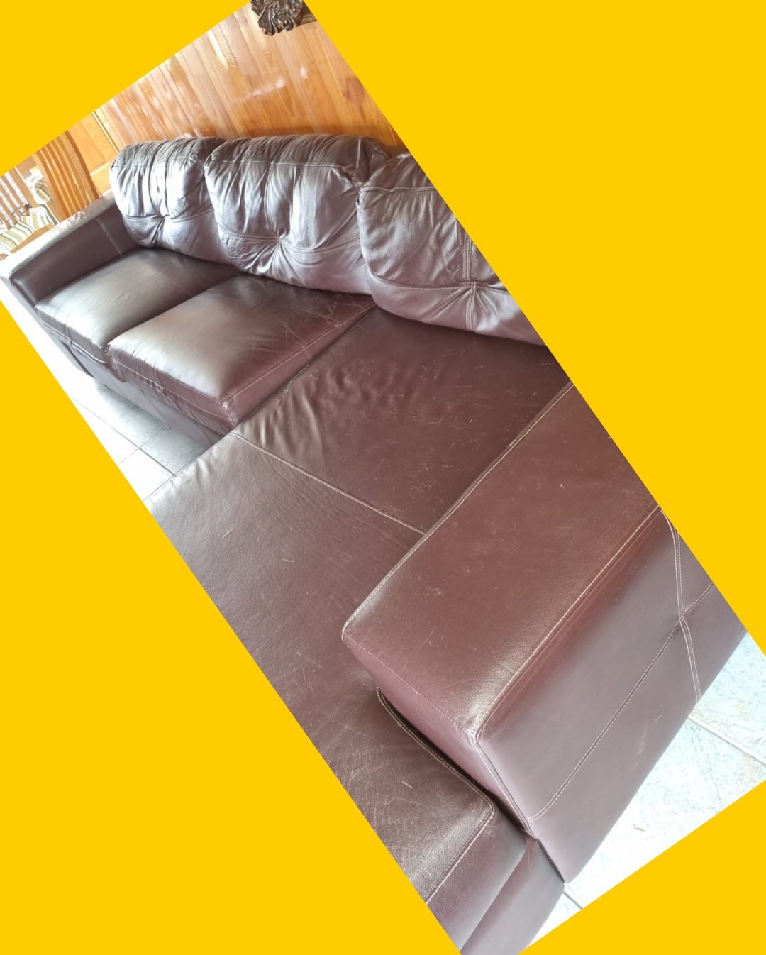 Sofá cama seccional de cuero