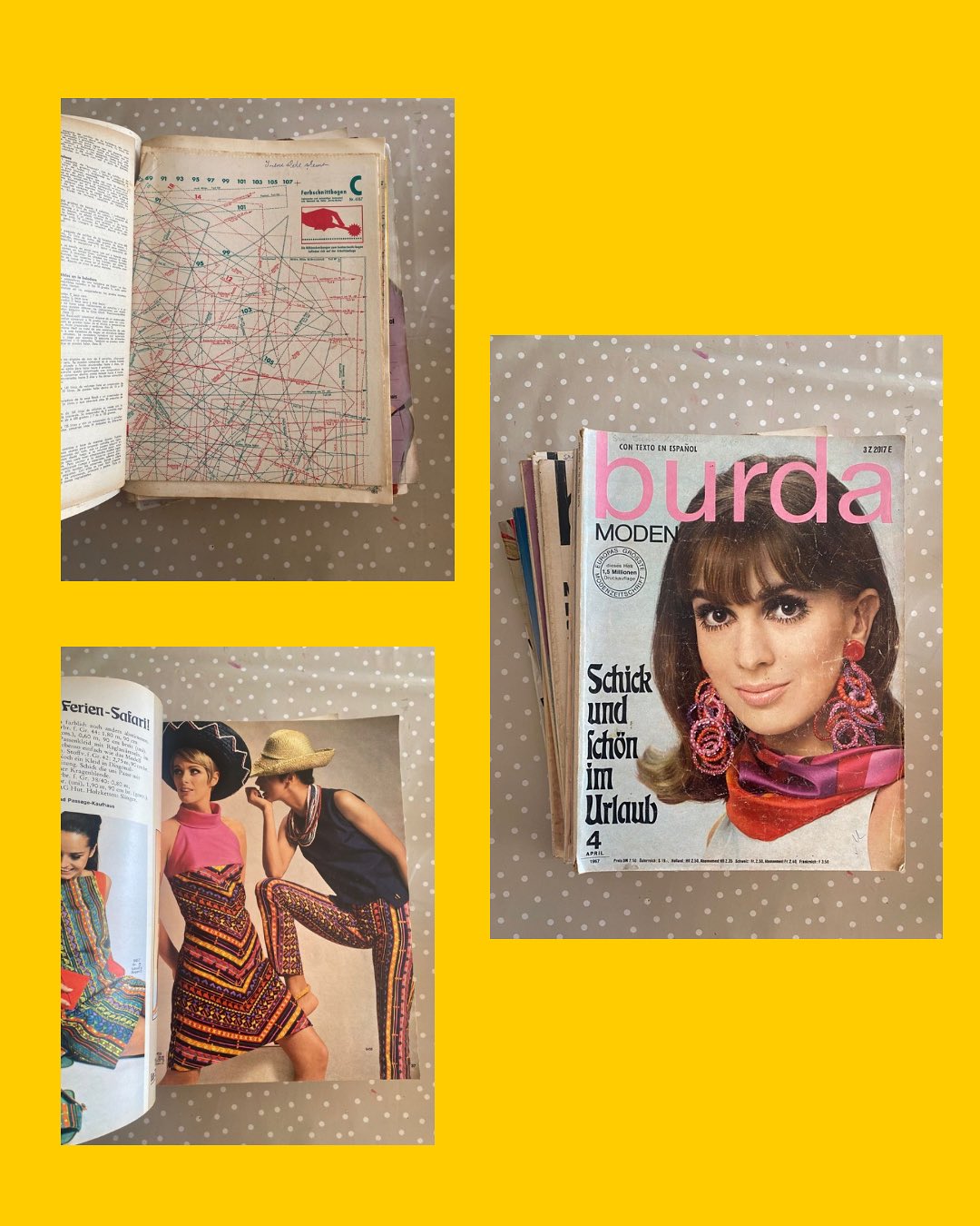 Pack 10 revistas de costura con moldes Burda