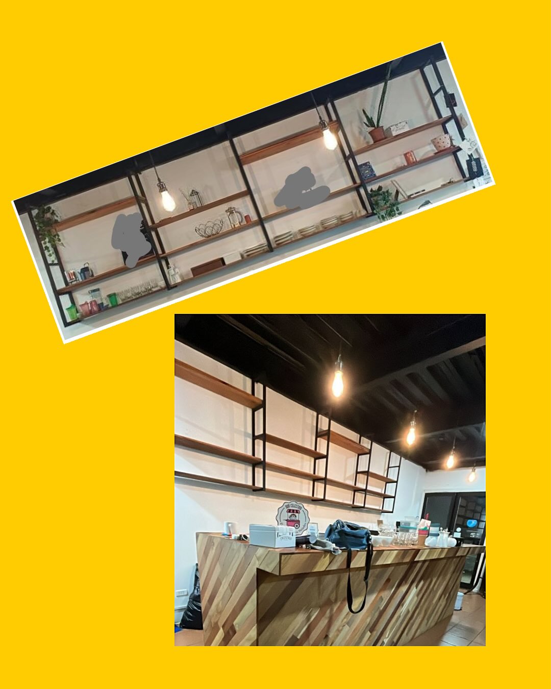Mueble de fierro y repisas de madera nativa modulable