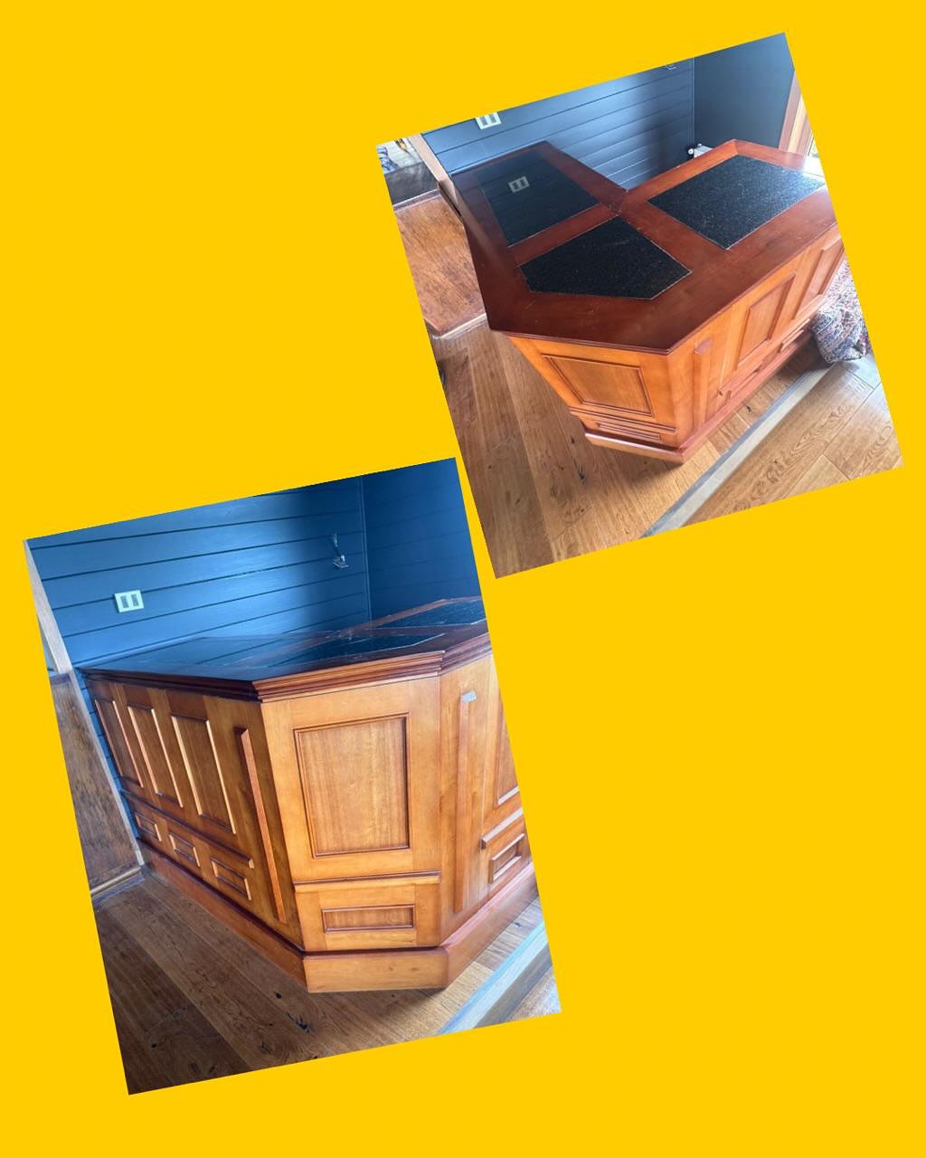 Bar de madera con cubierta de granito