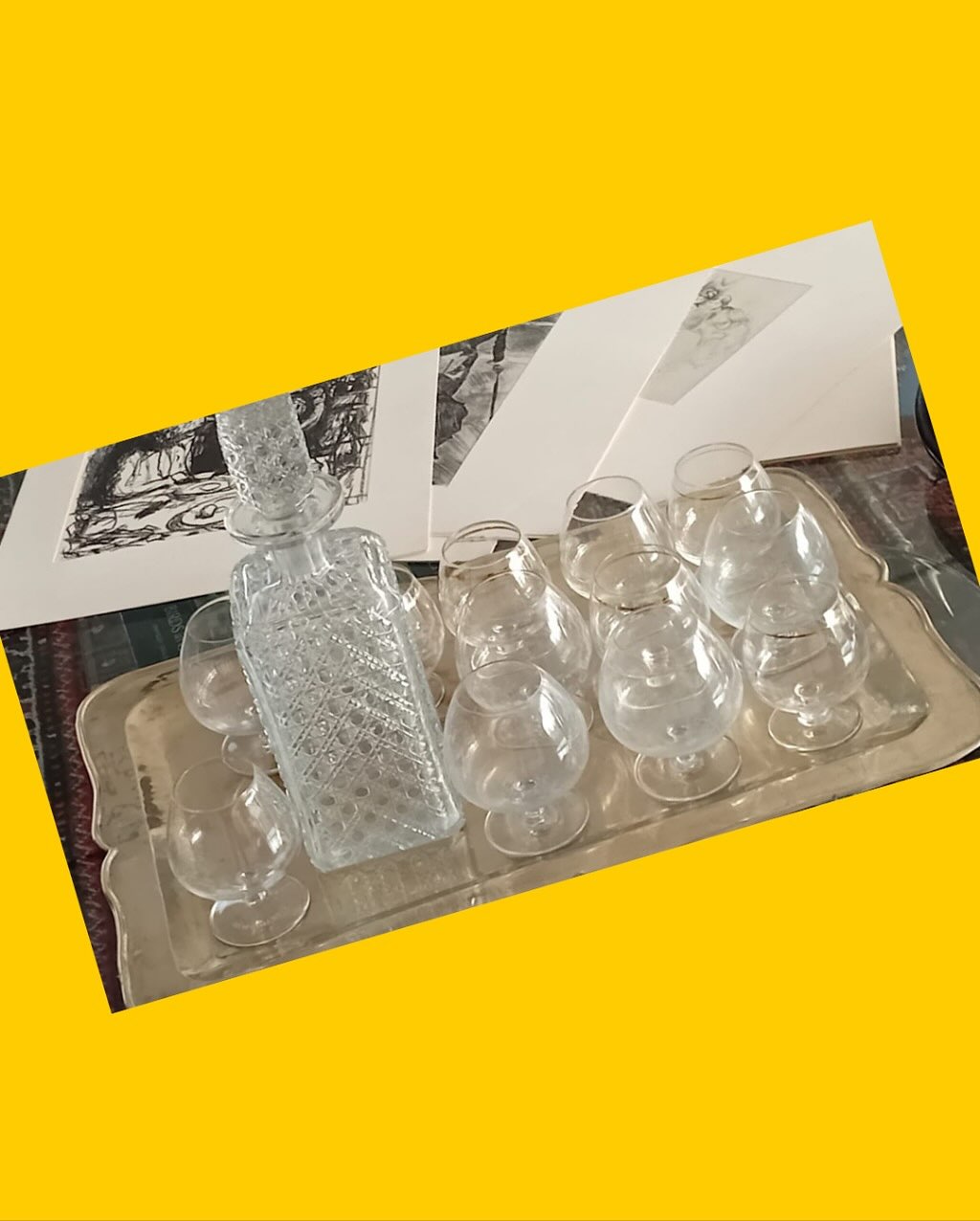 Pack de 12 copas de cognac con botella