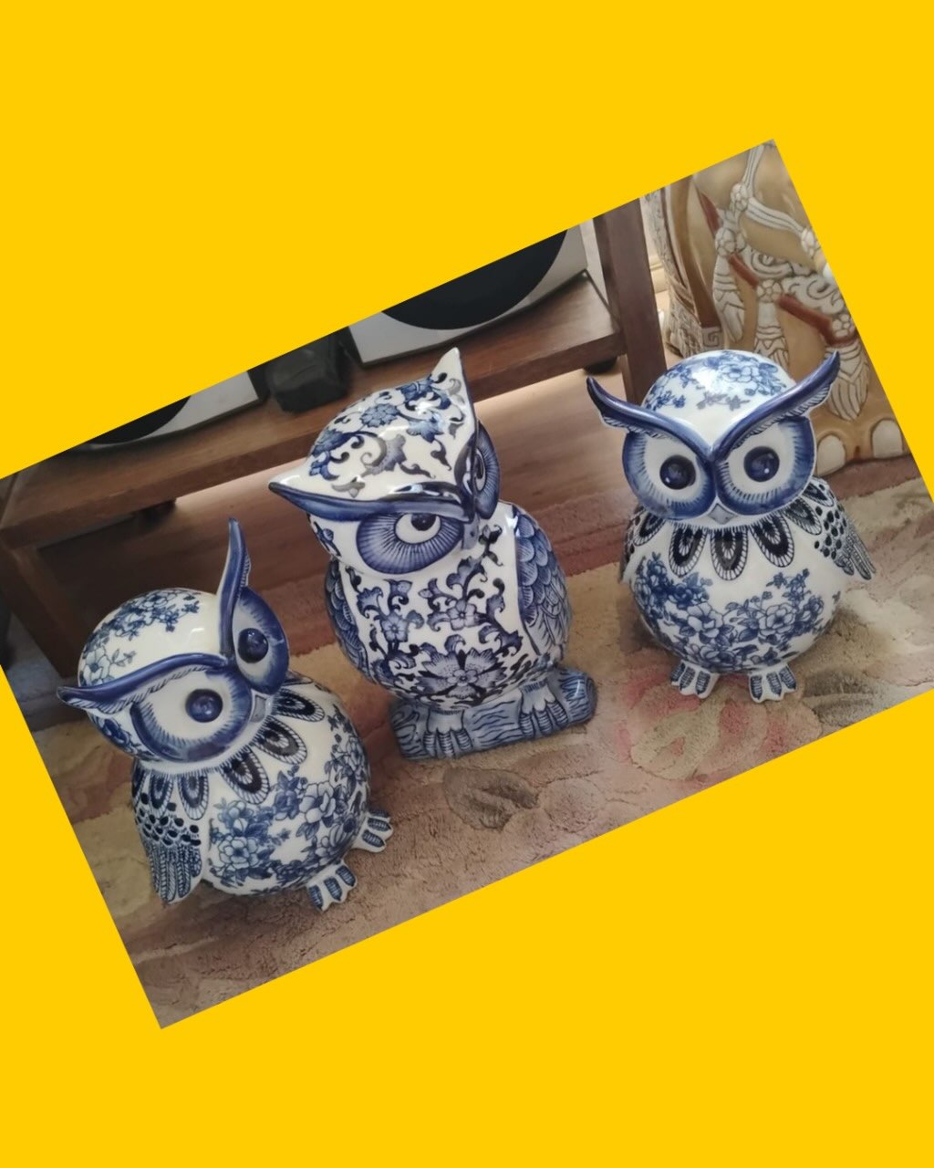 3 búhos de loza
