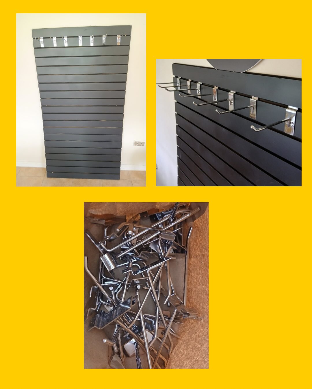 Panel ranurado + 30 ganchos