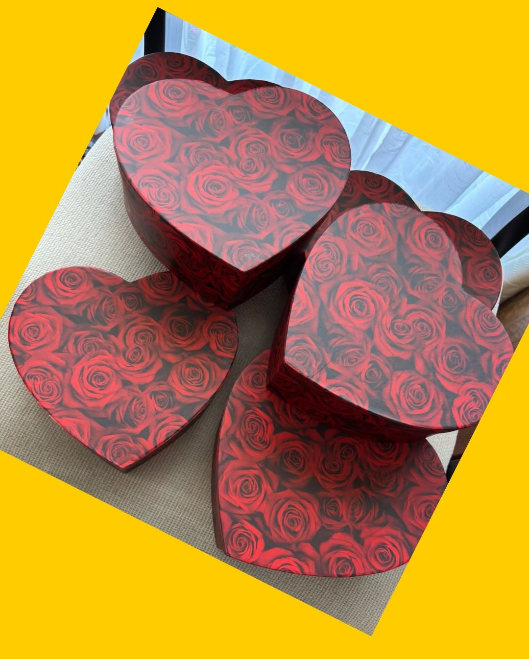 6 set de 4 cajas en forma de corazón