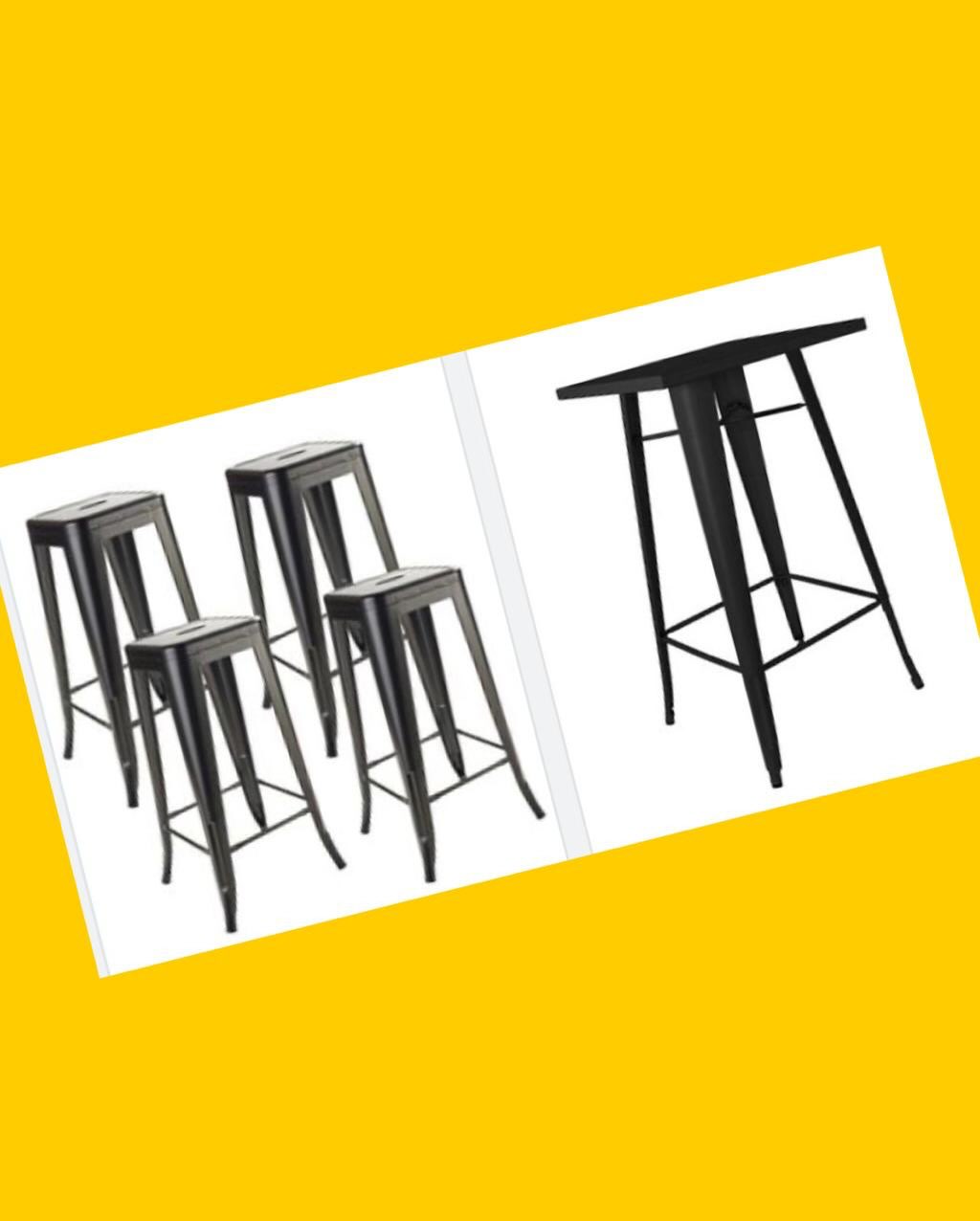 Mesa tipo bar con 4 taburetes Tolix