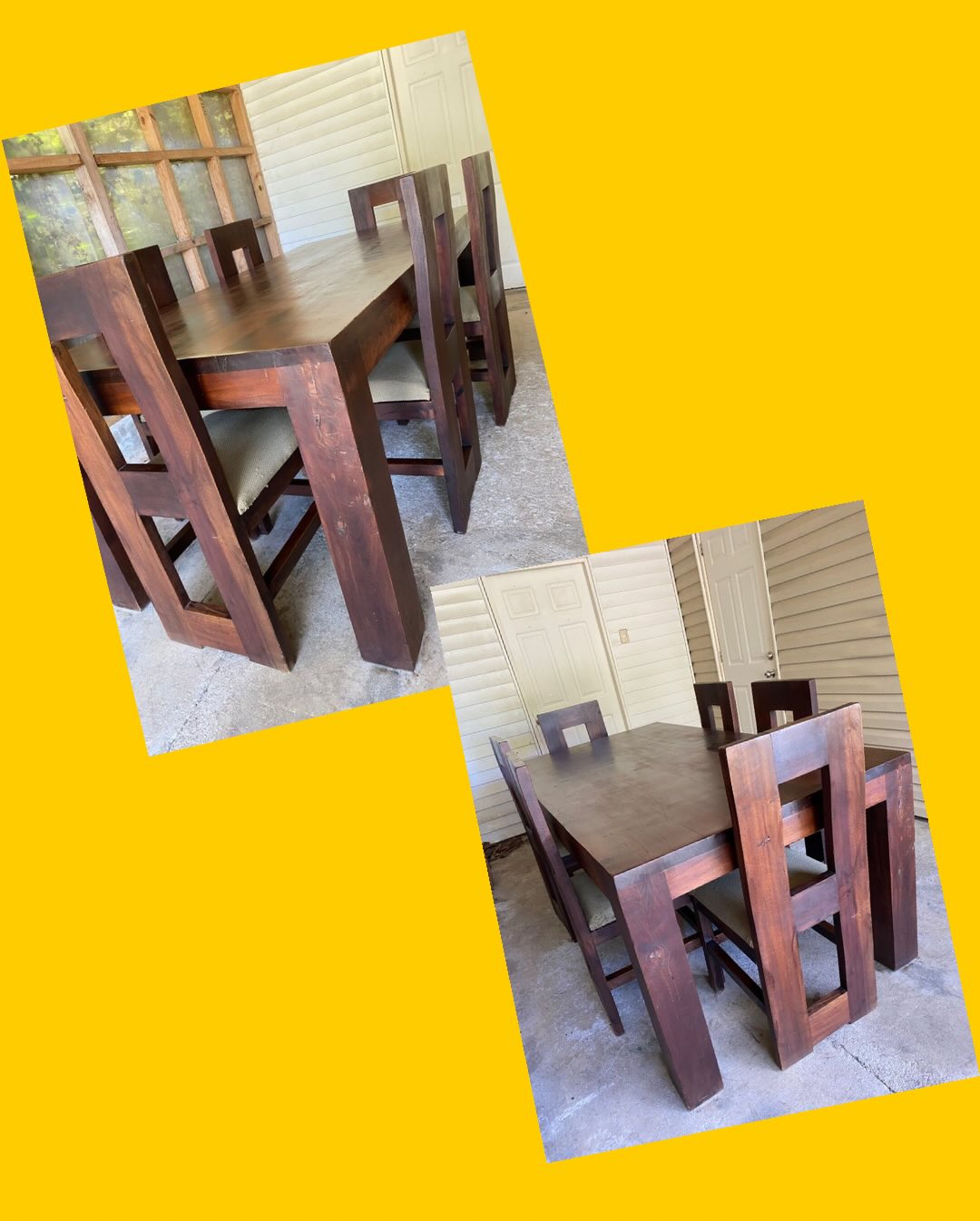 Juego de comedor de roble macizo / 6 sillas