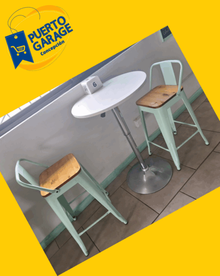 Juego de mesa redonda con 2 sillas verde menta