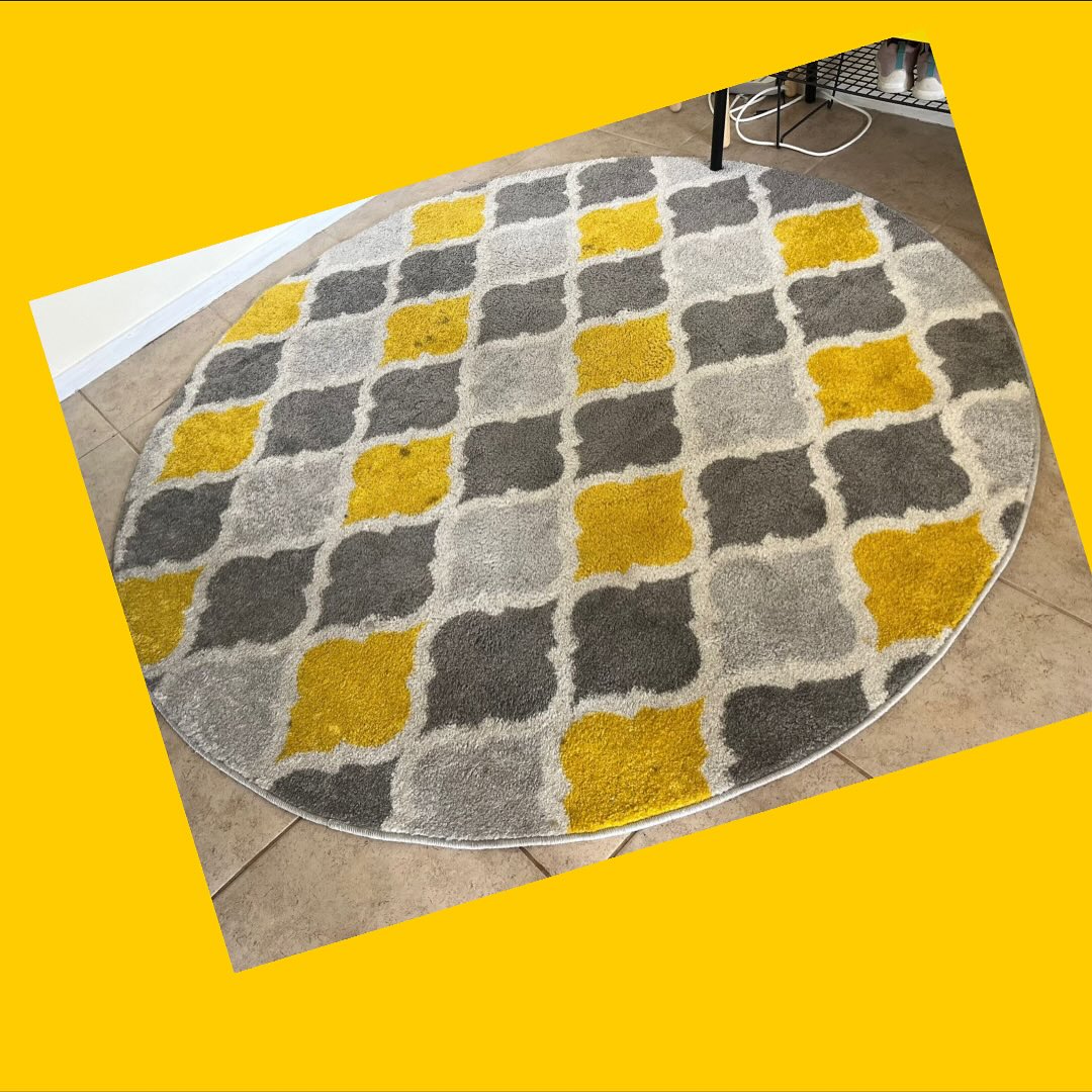 Alfombra redonda florida amarillo y gris