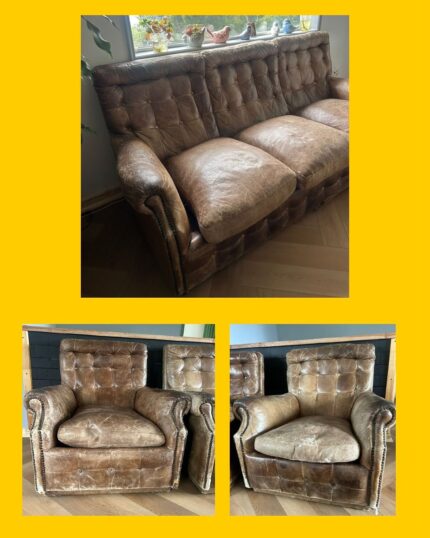 Sofa y 2 sillones de cuero