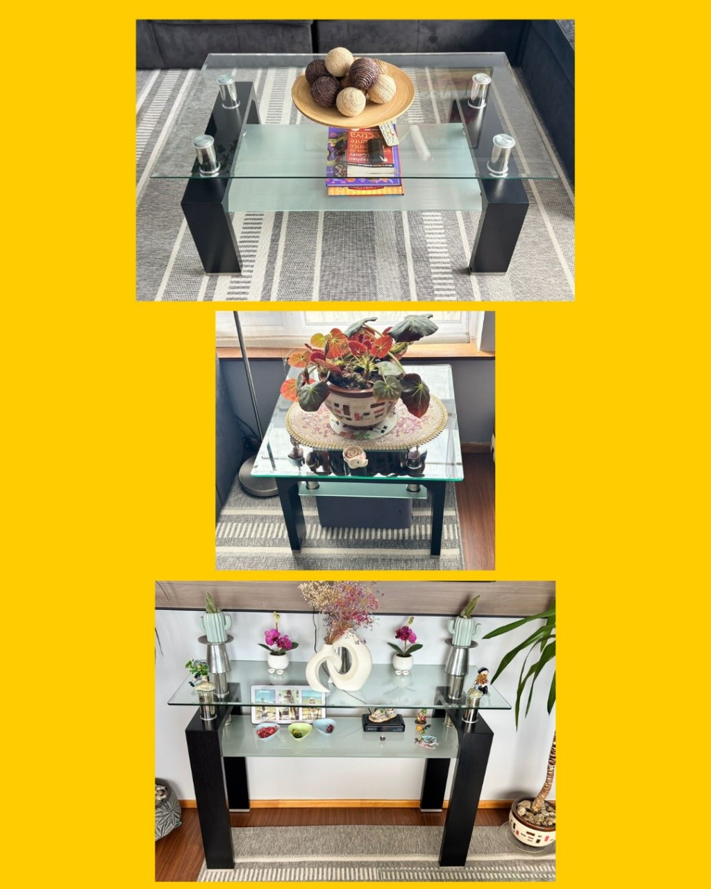 3 mesas (lateral, centro y arrimo)