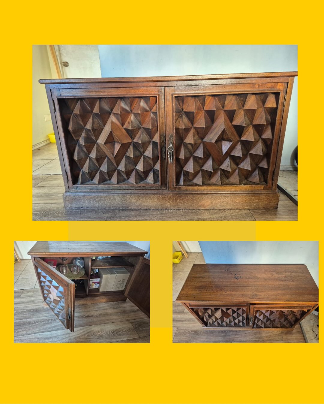 Mueble de madera antiguo tallado