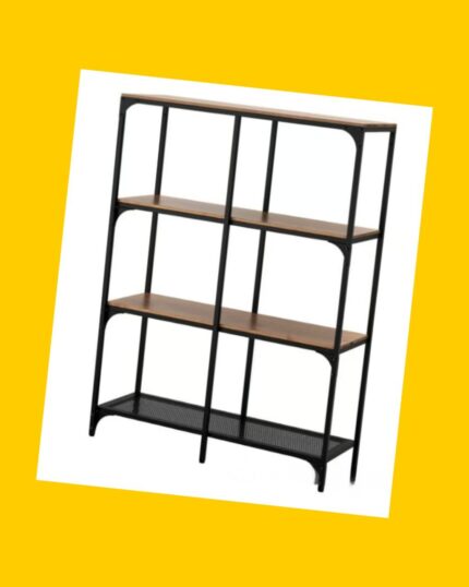 Estante negro con madera Fjällbo, IKEA