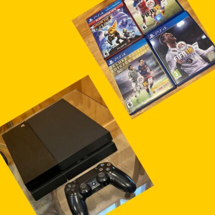 PlayStation 4 con un control y 4 juegos