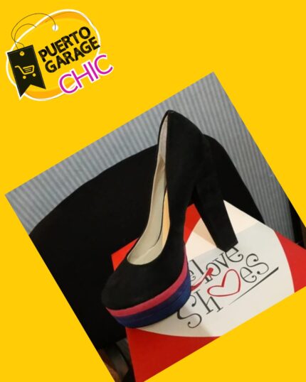 Zapato gamuza negro en plataforma