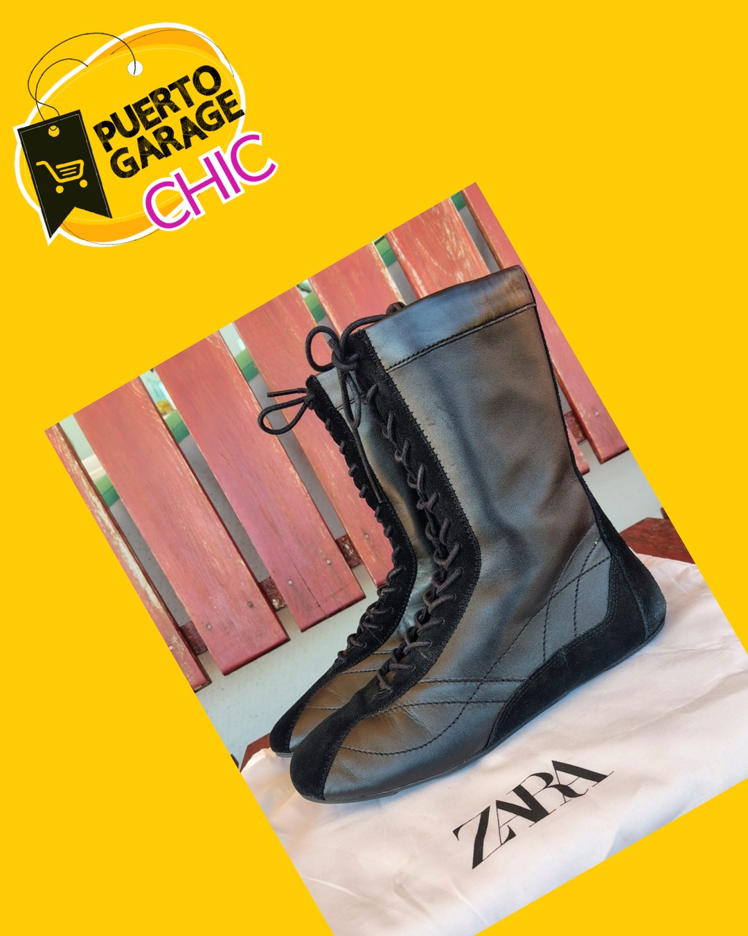 Botines cuero y gamuza Zara