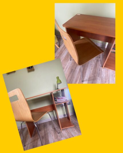 Escritorio con silla y lámpara