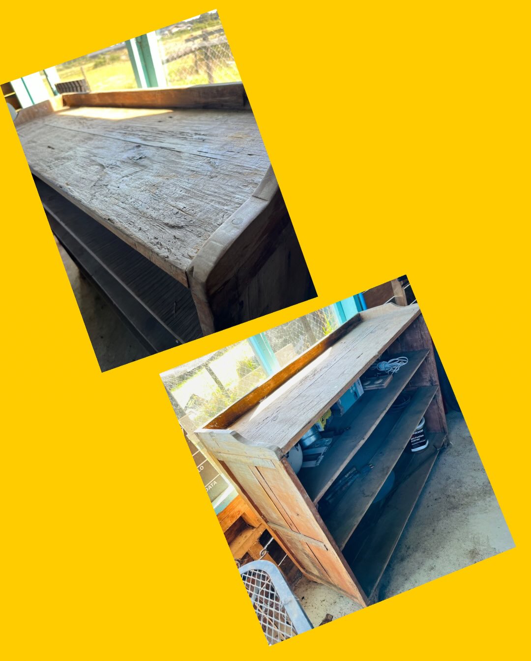 Mueble de roble de demolición con 2 repisas