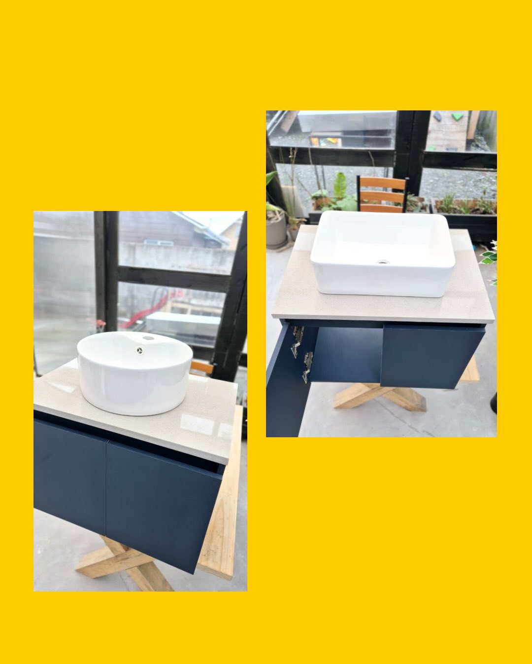 Mueble de baño con cuarzo y lavamanos de loza