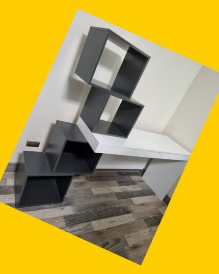 Mueble escritorio con repisas y estantes