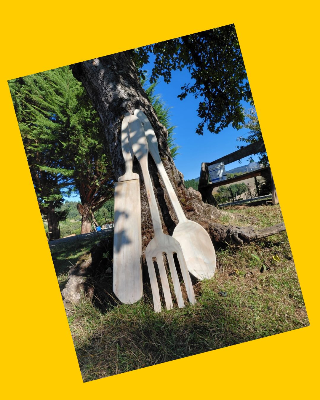 Pack de cubiertos de madera decorativos