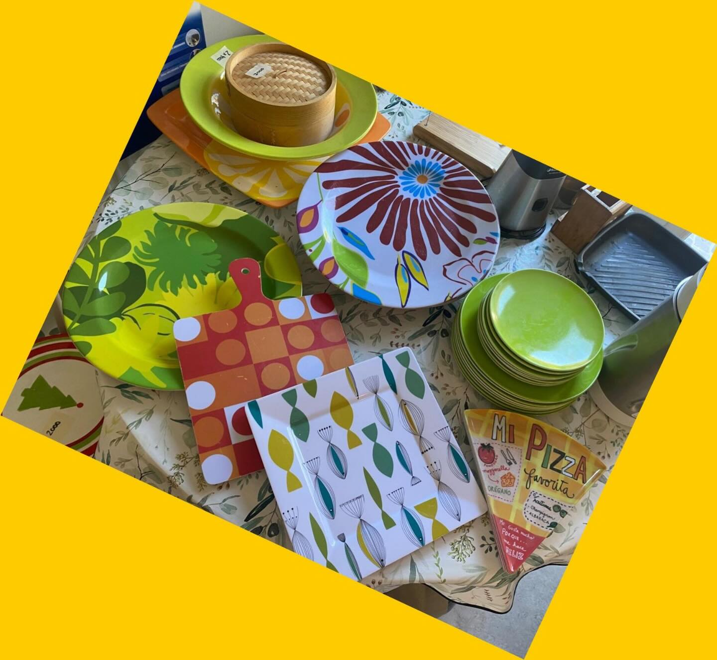 Set melamina (platos, fuentes, bambú) Cassides