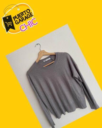 Sweater de brillos manga larga Zara