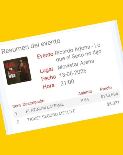 1 Entrada Ricardo Arjona - Lo que el Seco no dijo, Platinium lateral