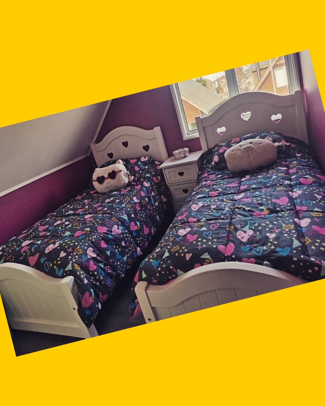 2 Cama de madera individuales de 1 plaza