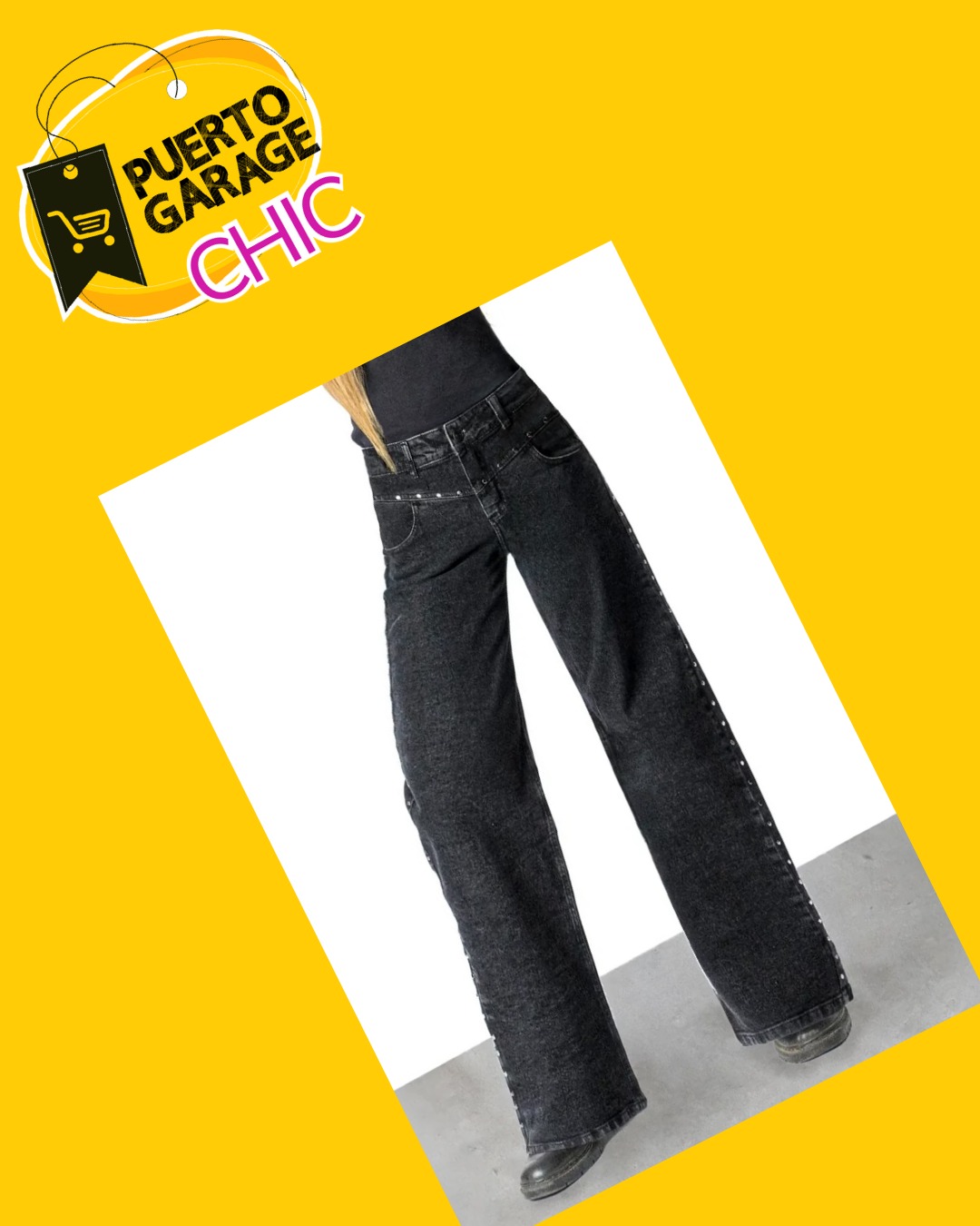 Jeans tachas frontales black Raindoor