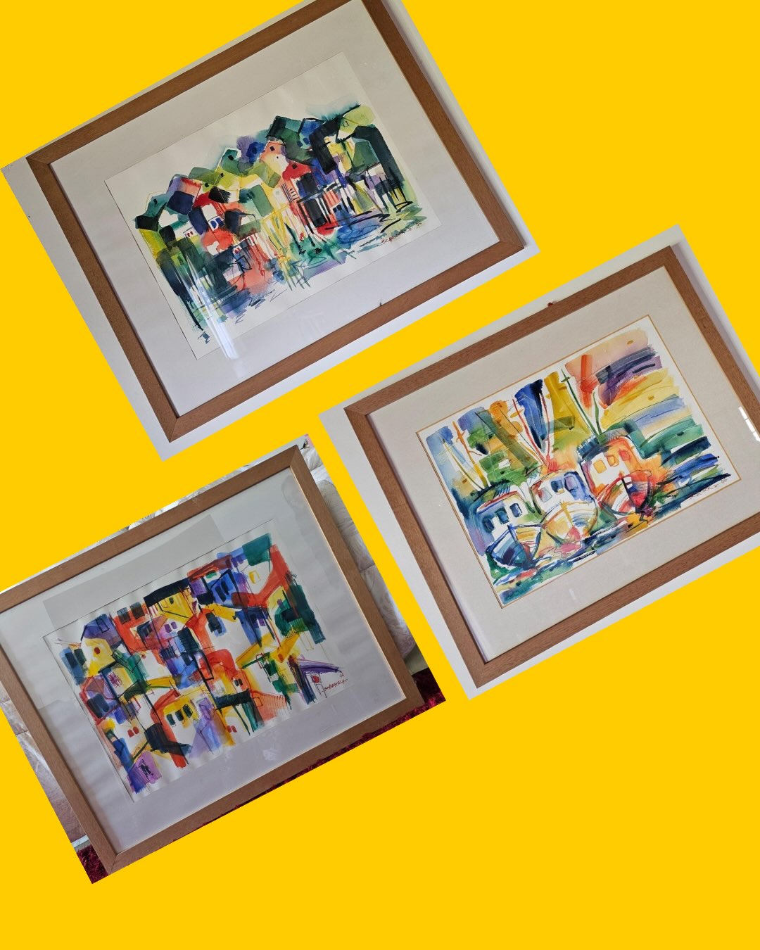 3 Cuadros acuarela del pintor Ruben Schneider