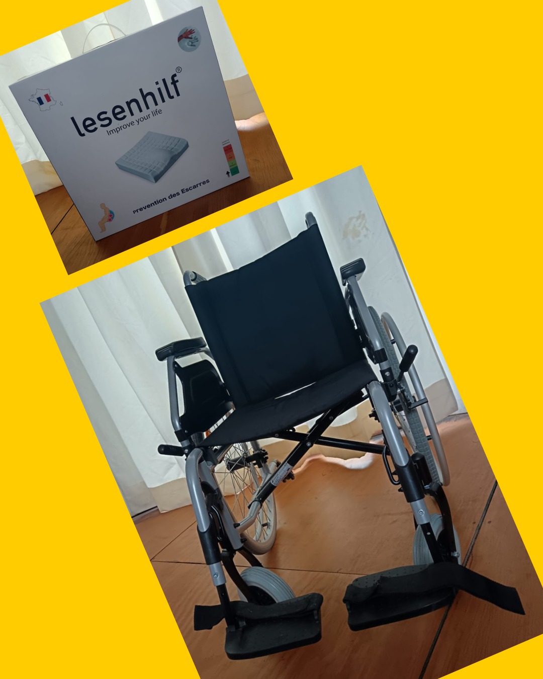 Silla de ruedas + cojín antiescaras Lesenhilf