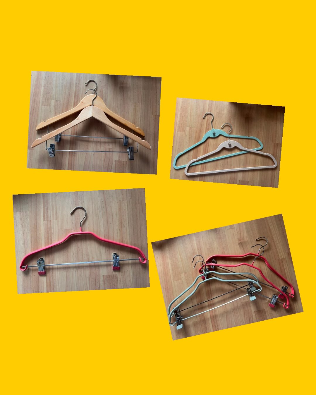 24 colgadores de ropa (15 de madera y 9 plásticos)