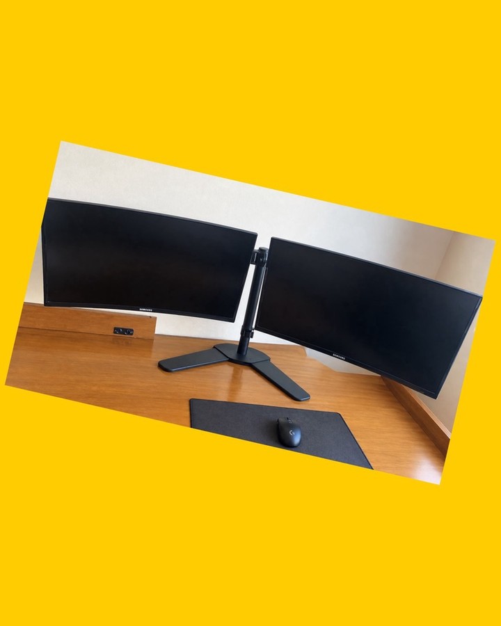 2 Monitores curvo de oficina Samsung + soporte