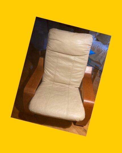 Bergere Magasa Eco beige de cuero y madera