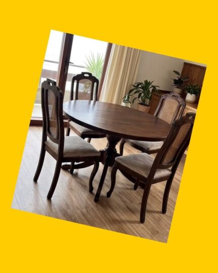 Juego de comedor mesa redonda con 4 sillas de regalo