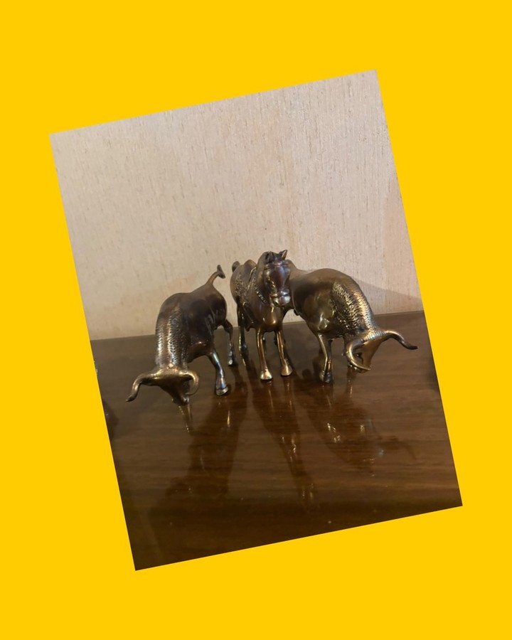 Set de 3 animales de bronce